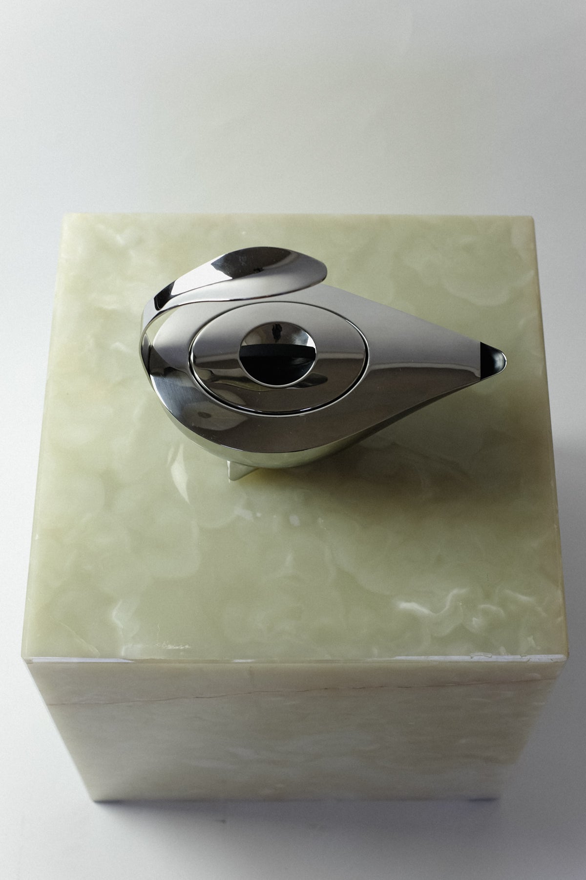Post Modern 1980s 'Naoko' Teapot — top view on translucent surface