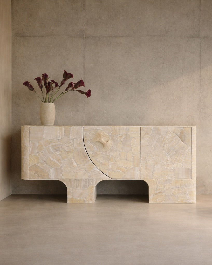 Eoli Credenza in White Onyx by Panorammma | The Oblist — modern sideboard, onyx material