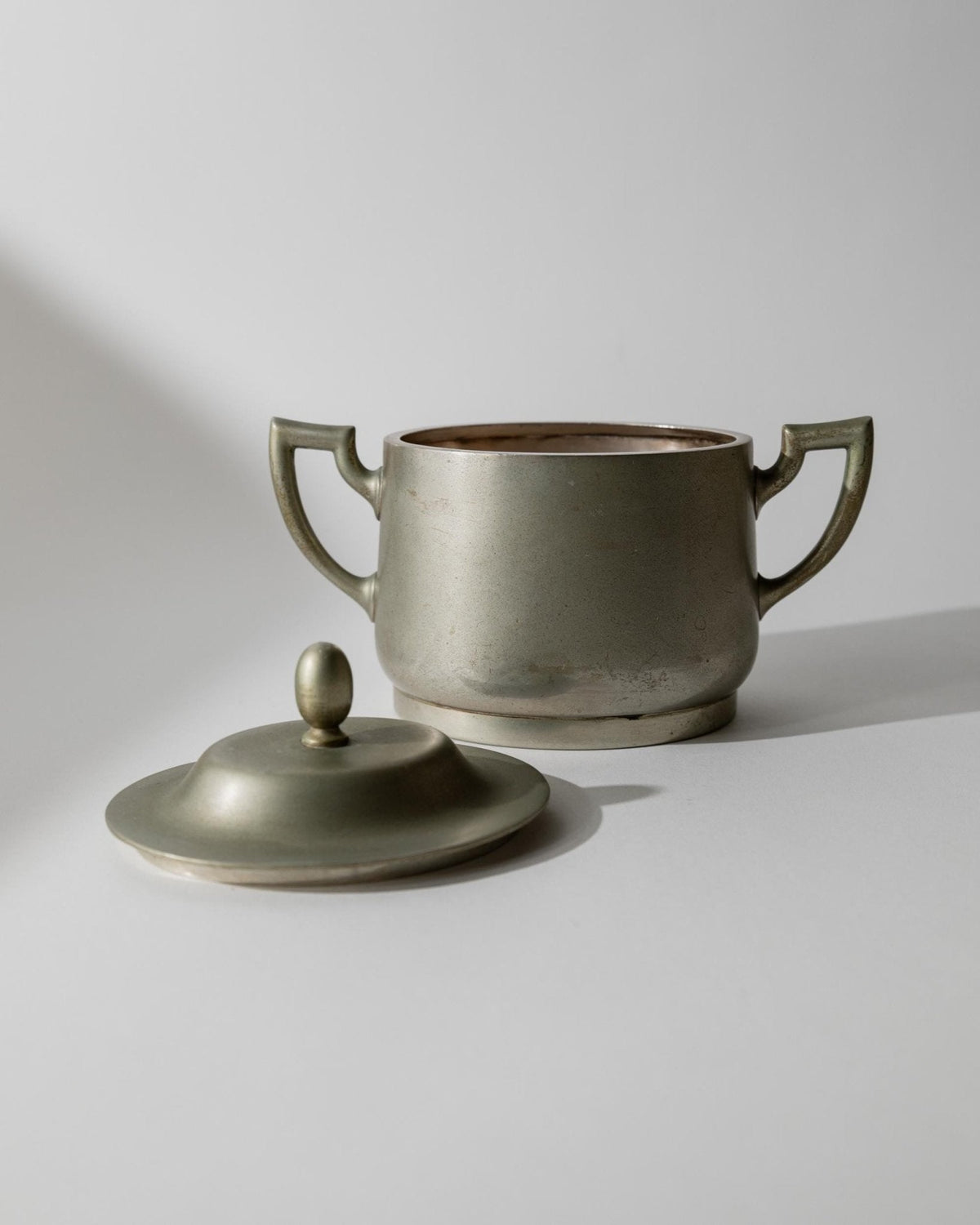 Vintage 1950s Silver Plated Lidded Box, Elegant Two Handle Design with Classic Form, Table Accent, Timeless Serving Piece, Noble Gift Idea — detail view
