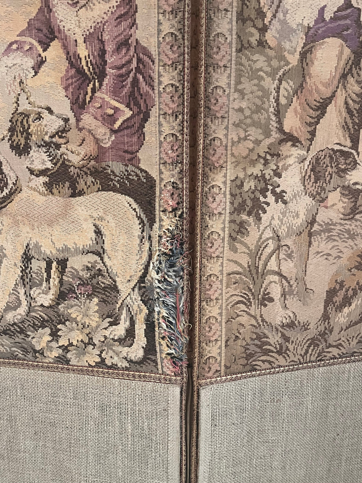 French Folding Tapestry Screen, Early 20th Century. Aubusson — side angle