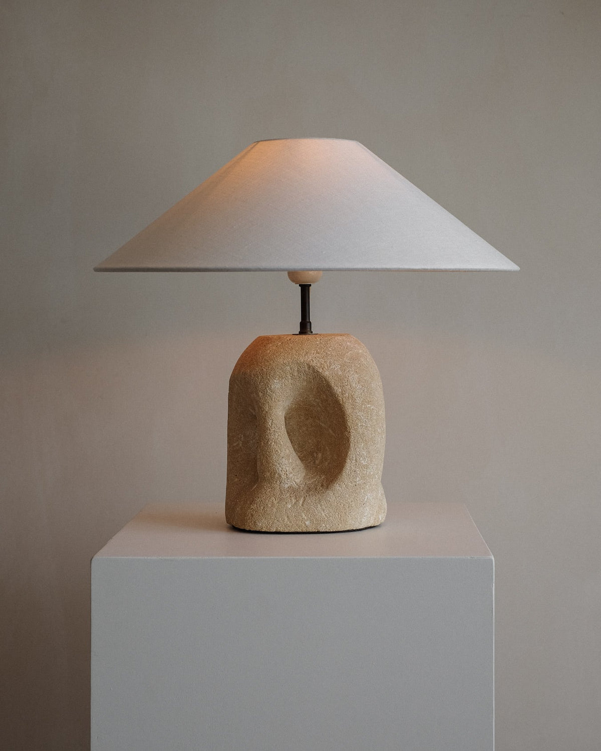 Table Lamp in Hand-Carved Stone by Pierre-Albert Tormos, 1970s — side angle