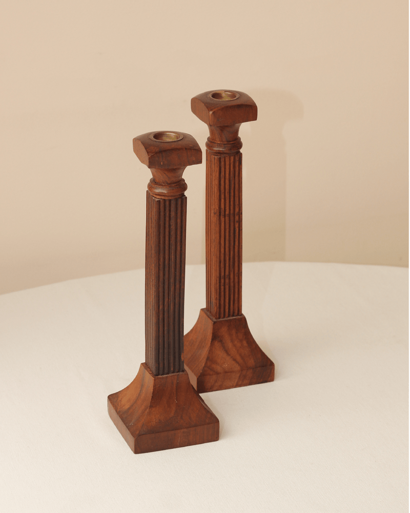 Wooden Candle Holders — detail view