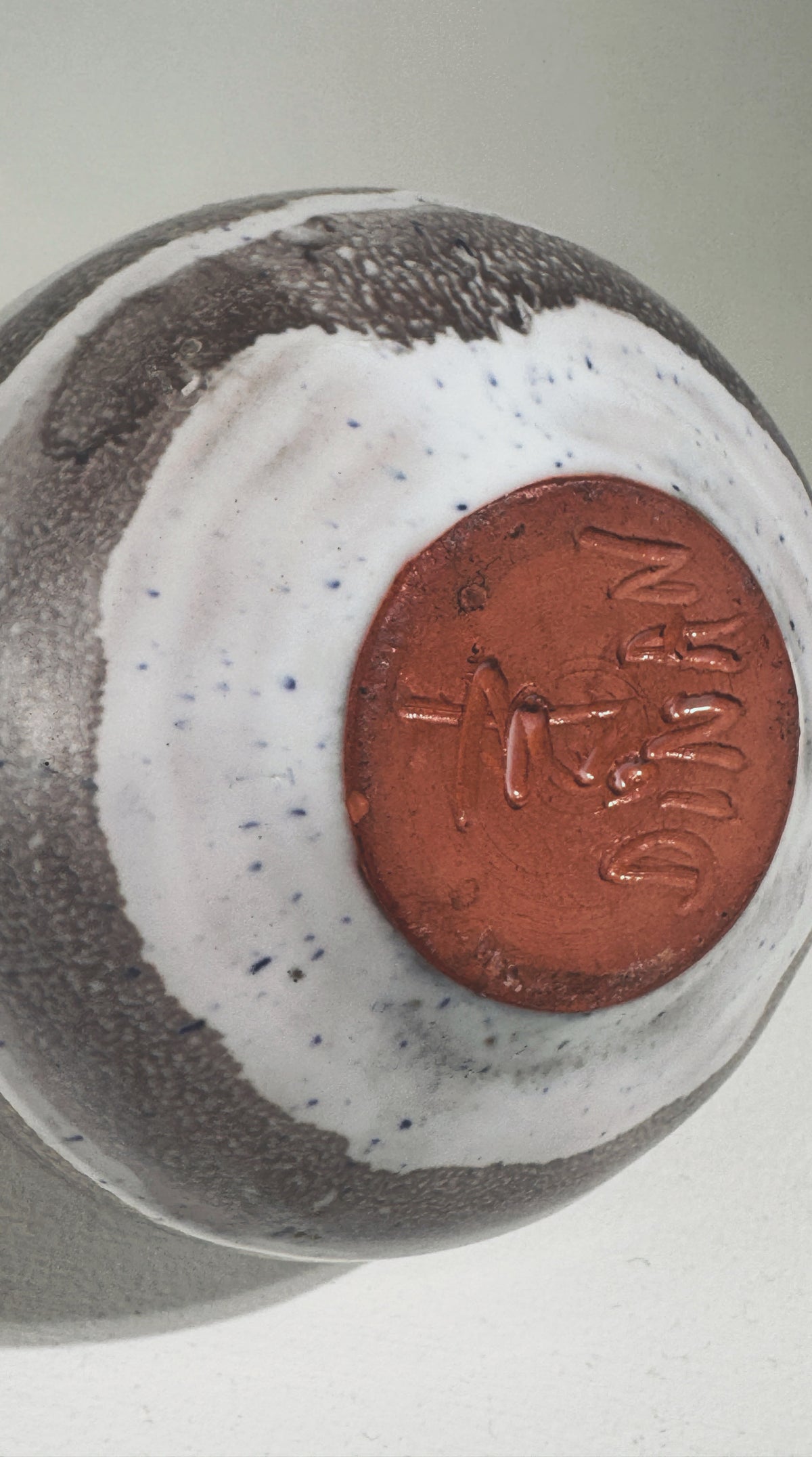 Interior detail view of ceramic double-neck vase by Jean Busson