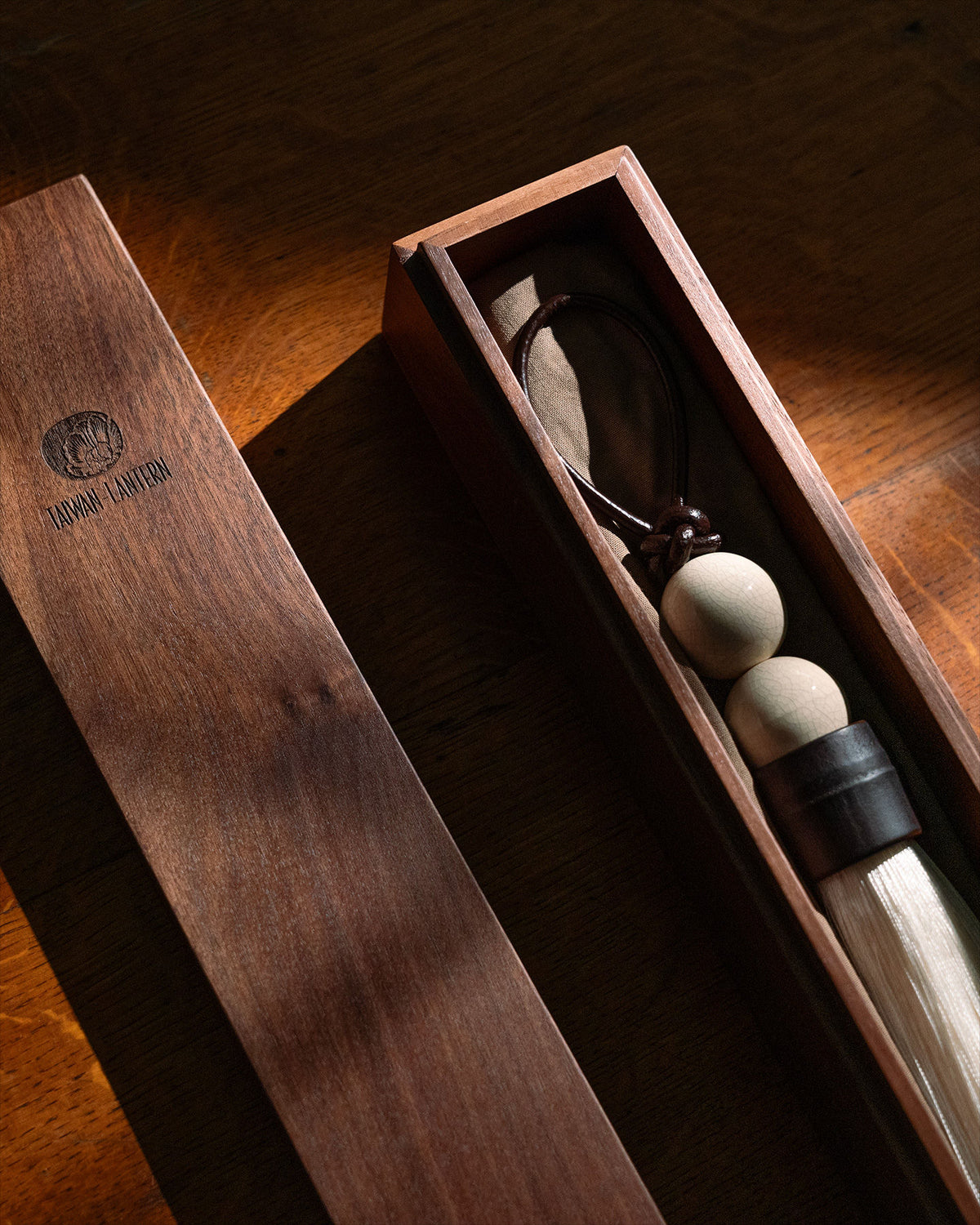 Literati tassel with wooden beads in elegant wooden gift box