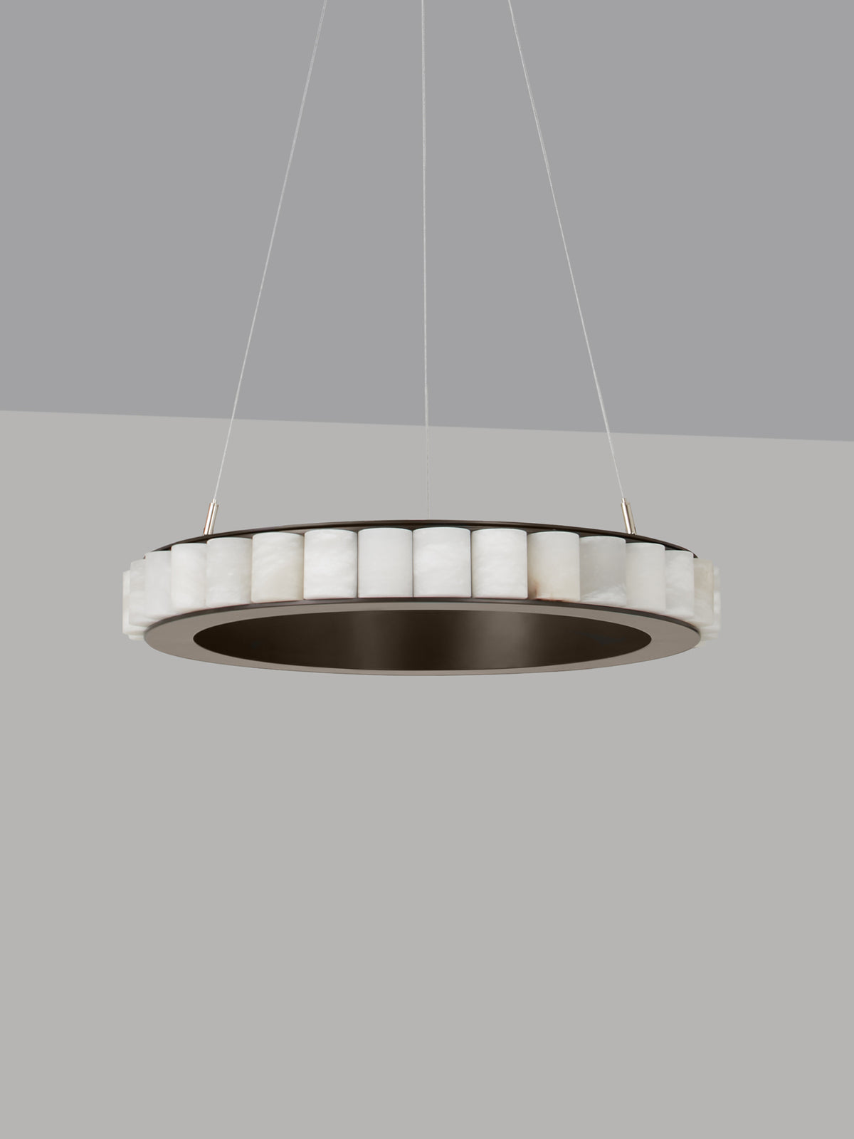 AVALON Chandelier Medium With Ceiling Rose — close-up of white alabaster detail