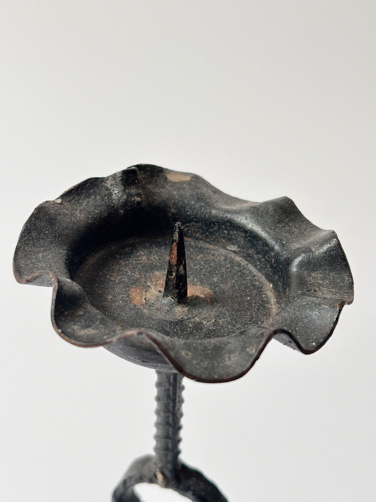 Folk Art Metal Candelabra, Poland — close-up