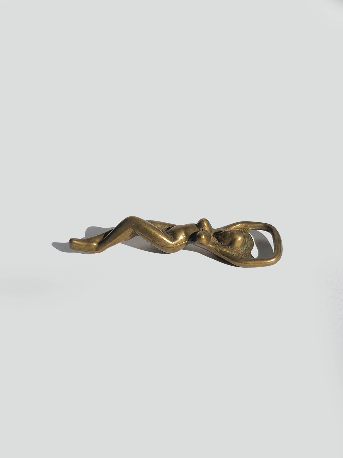 Woman Brass Bottle Opener — side angle