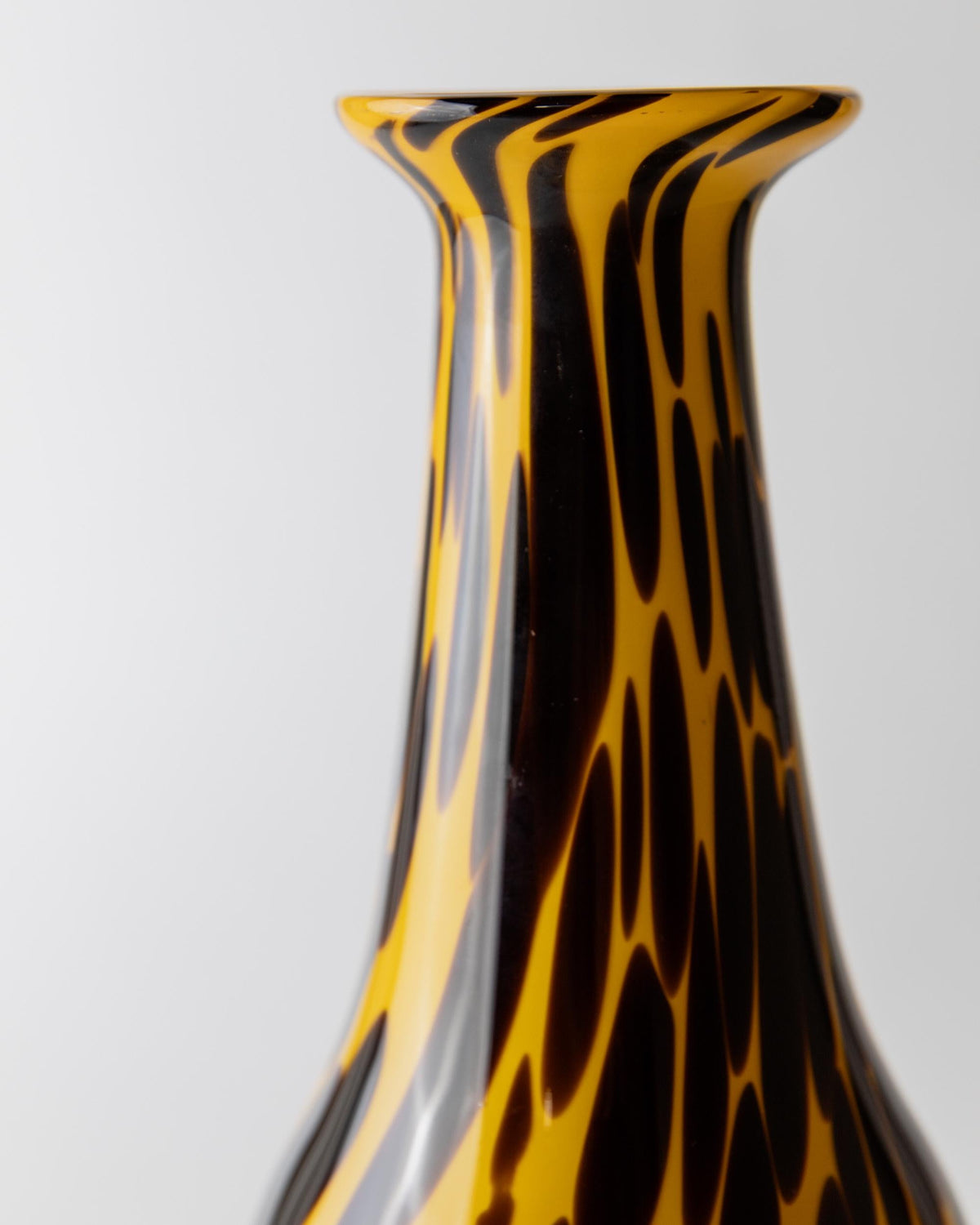 Vintage 1990s Murano Glass Vase, Yellow Art Glass with Black Dots, Postmodern Italian Design, Sculptural Flower Vase, Elegant Gift Idea — lifestyle setting