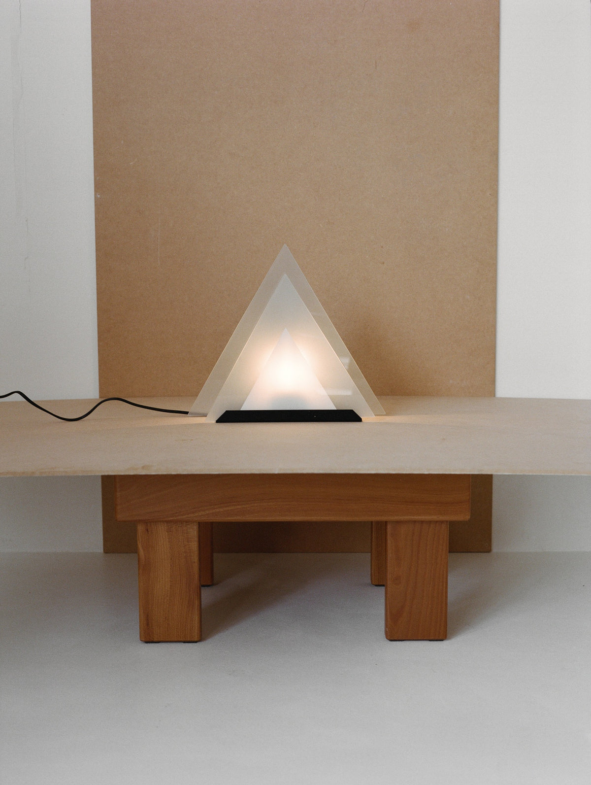 Vintage Glass Pyramid Postmodern Table Lamp C.1980 — in context