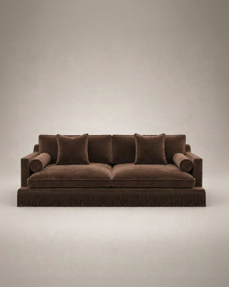 Orlando Sofa 230 cm - Chestnut Velvet & Sophie Bullion Fringe by RIJD Interior | The Oblist