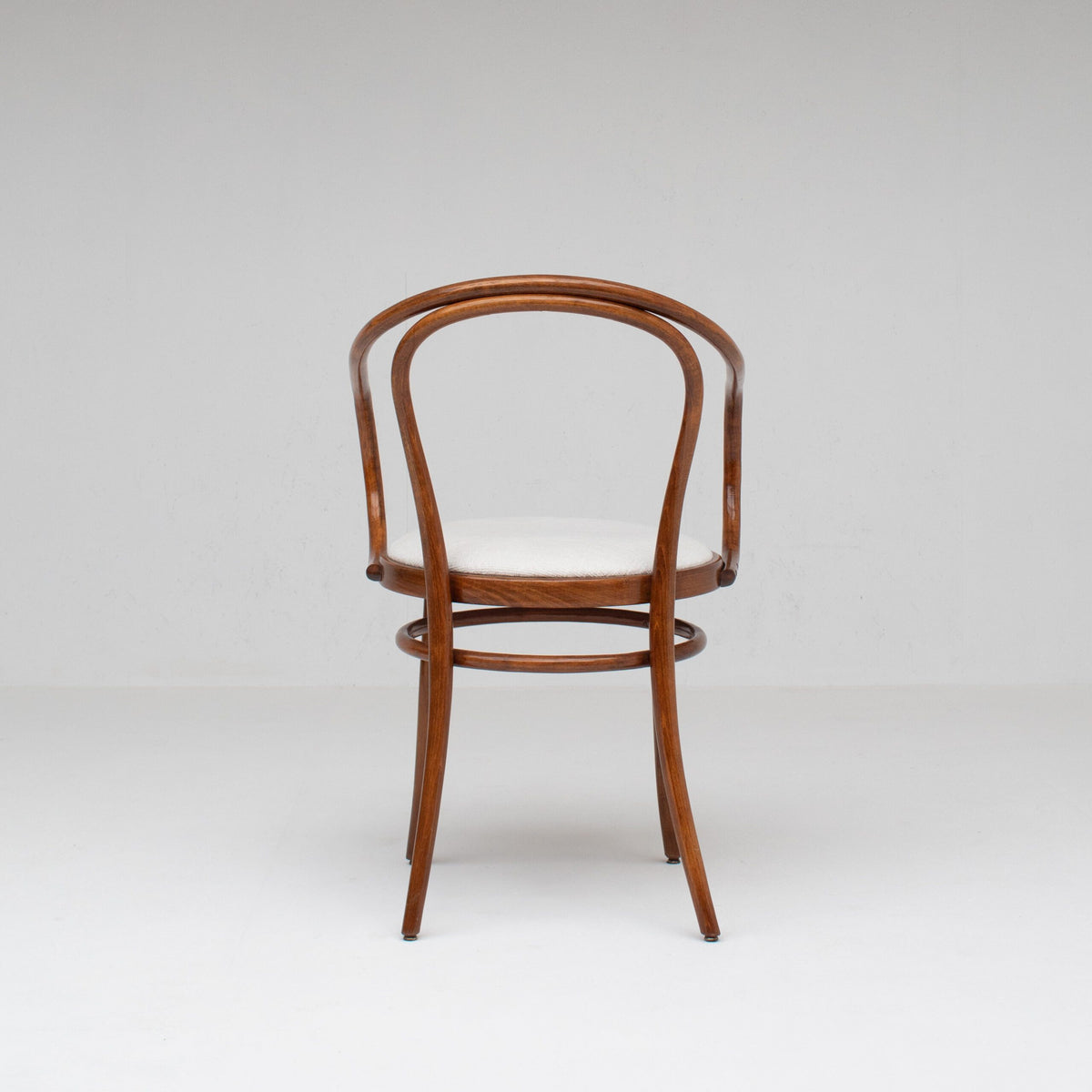 Set of Four Thonet Bentwood Armchairs in Walnut with Bouclé Upholstery — close-up