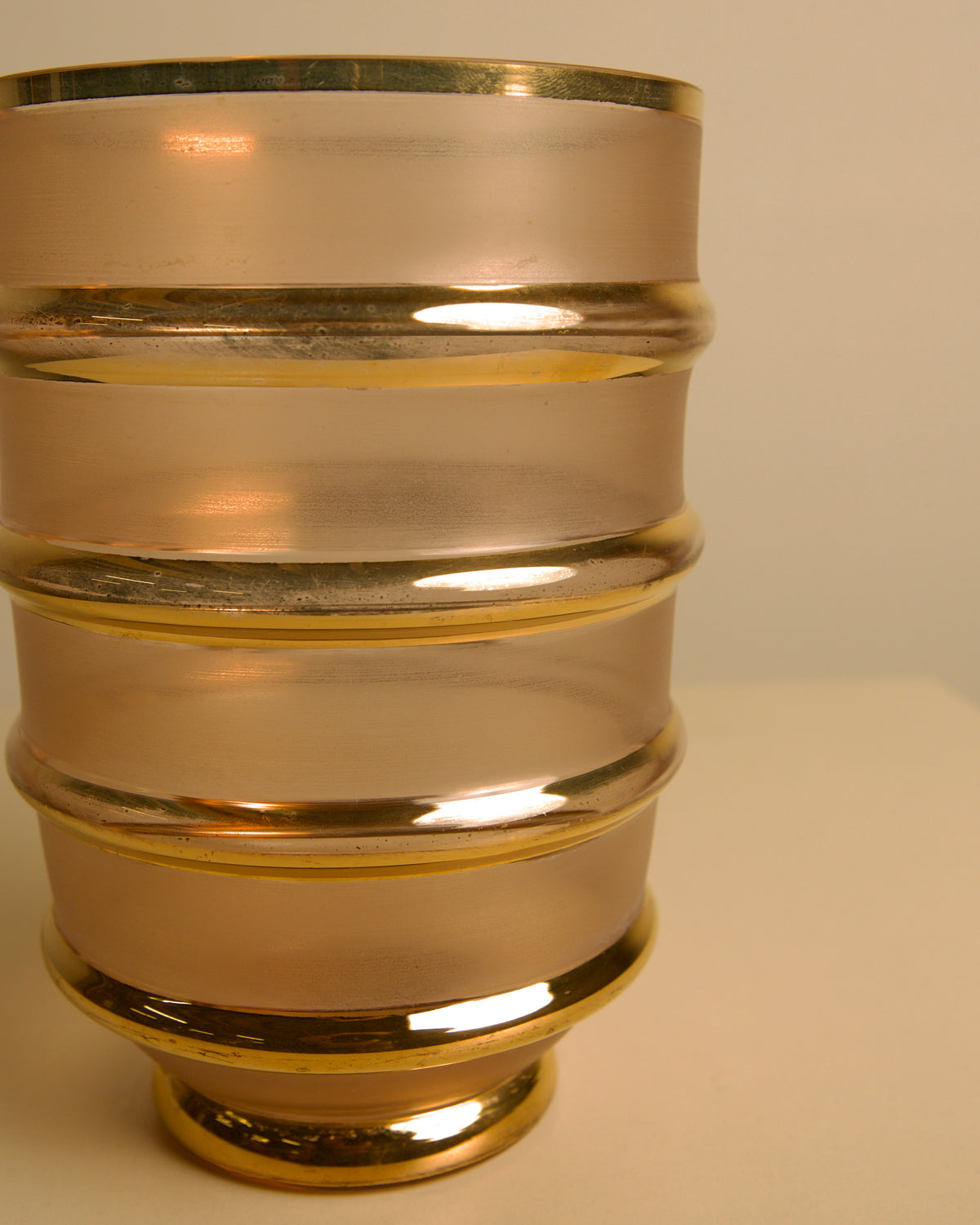 Italian opaque glass vase with patinated gilding, 1960s — close-up