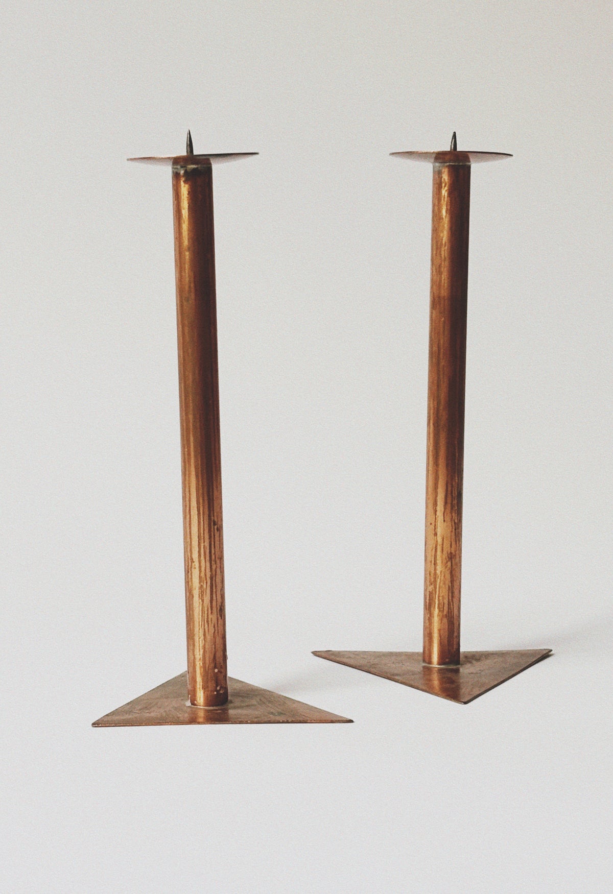 2 Copper Postmodern Candlesticks by Huerto | The Oblist — handcrafted copper design