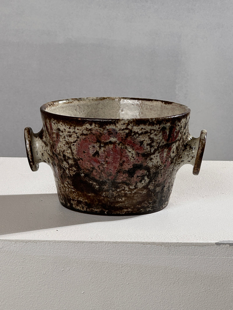 Vintage ceramic bowl with weathered glaze by Gustave Reynaud 1950s