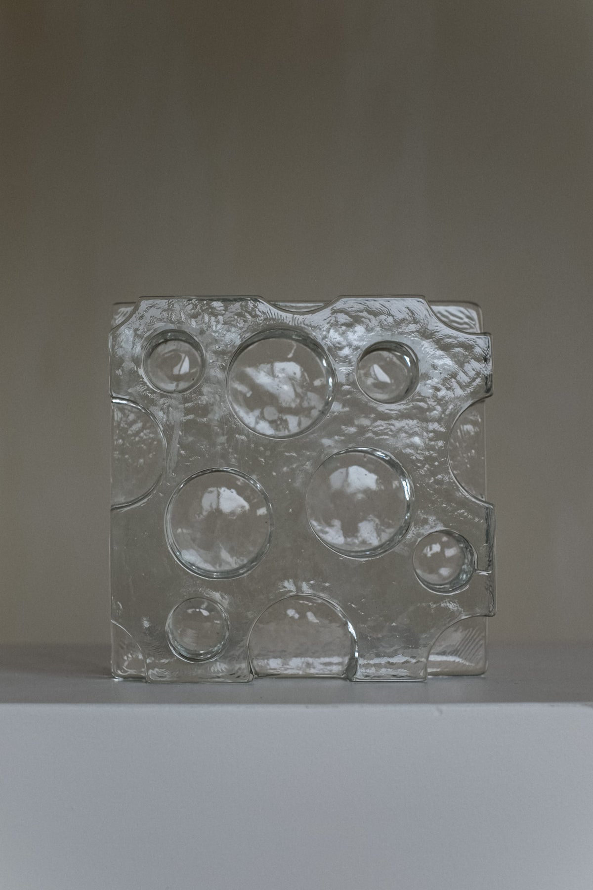 Glass Candle Holder — top view highlighting textured glass surface