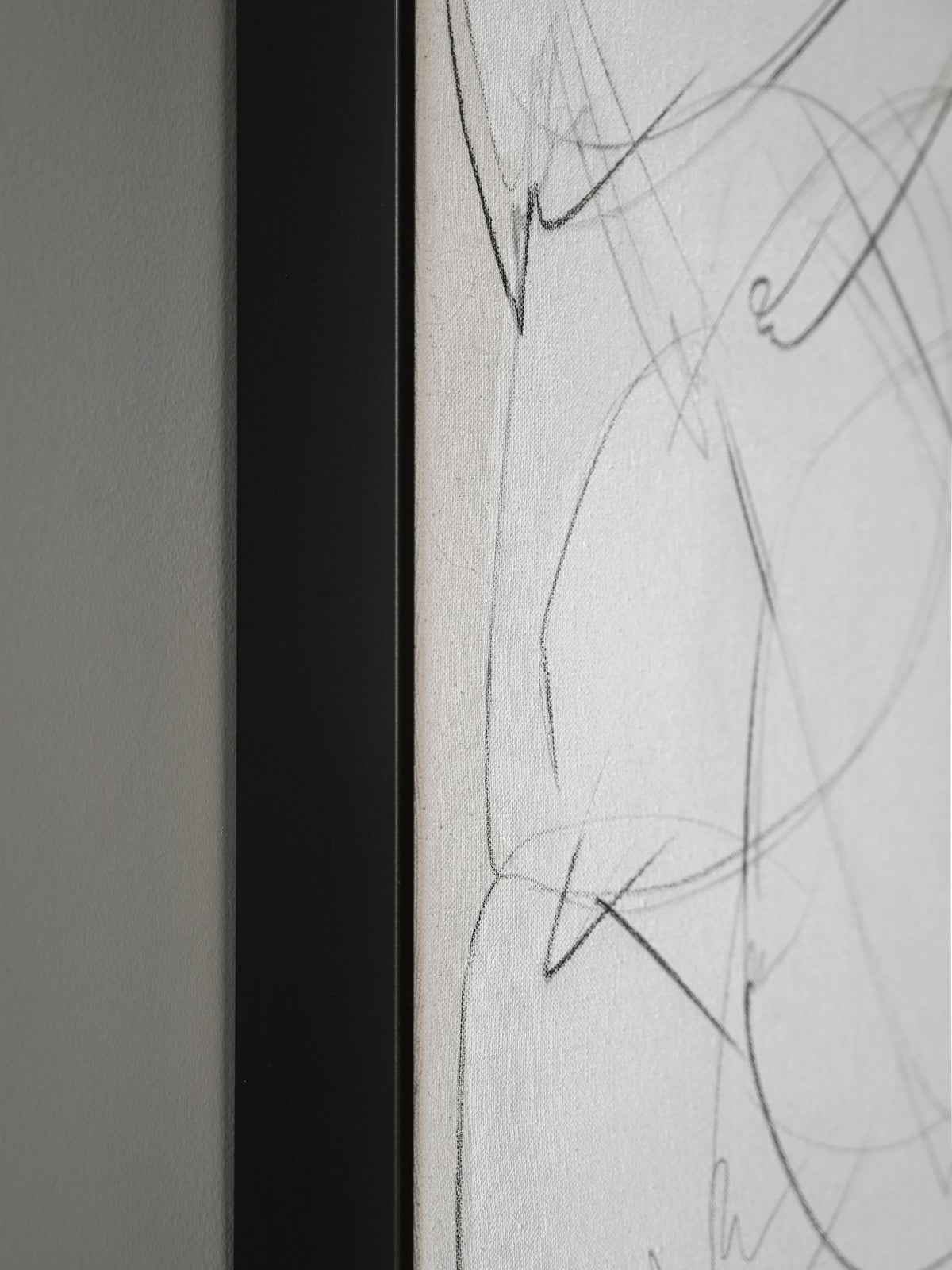 Abstract Graphite On Canvas Artwork — side angle