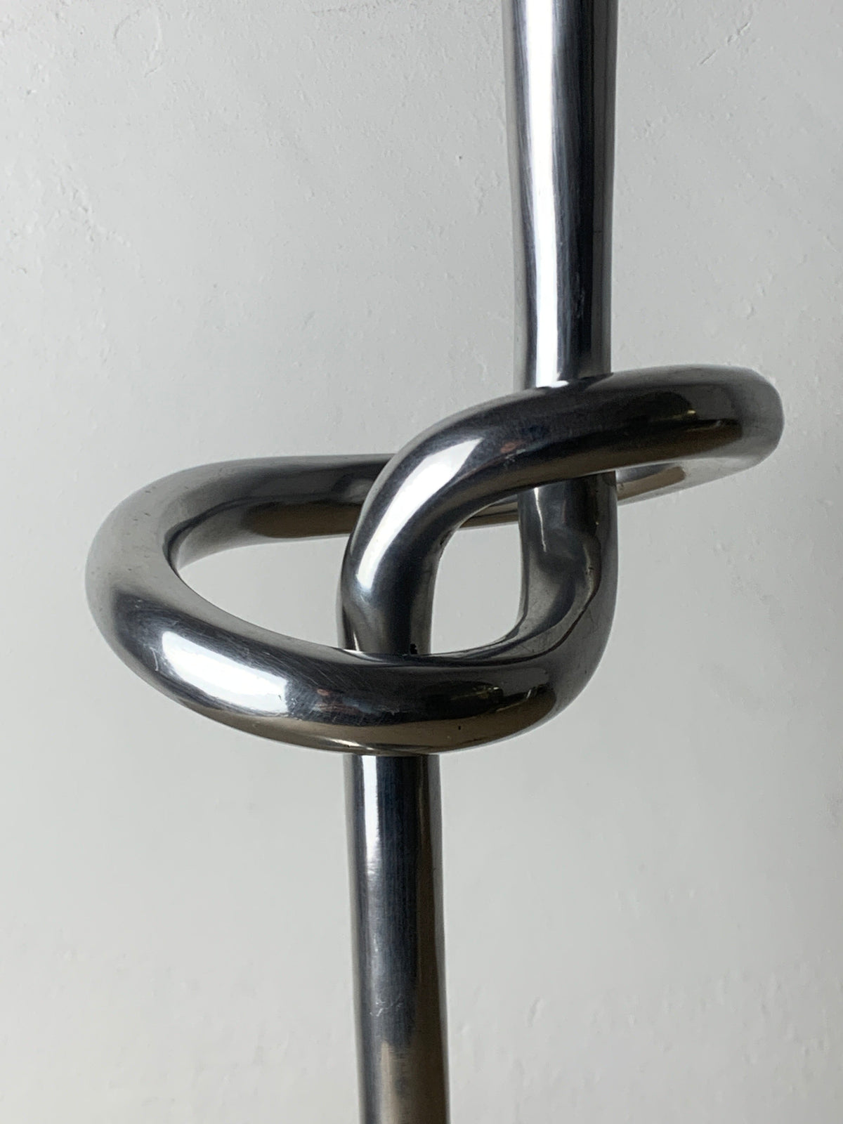 XL knotted candlestick in Solid aluminum, Italy, 1980 — detail view