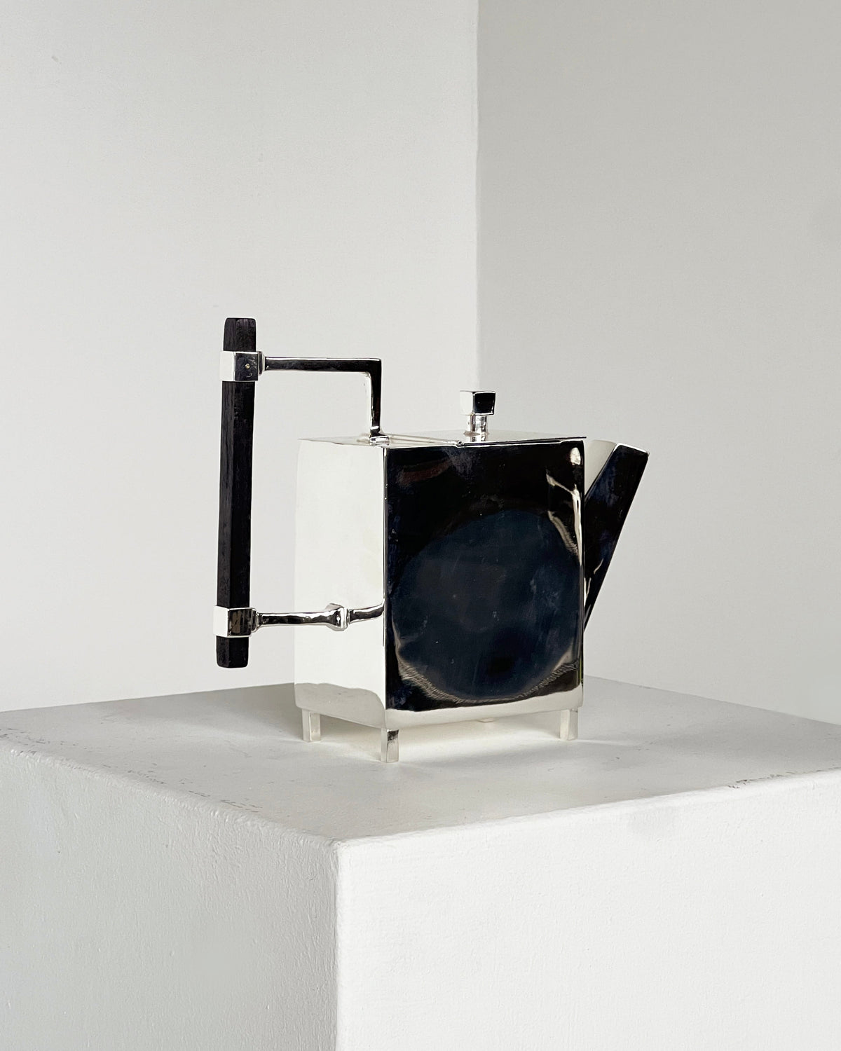 Christopher Dresser Square Ornate Teapot by Porter Studio | The Oblist — silver metal, modern design