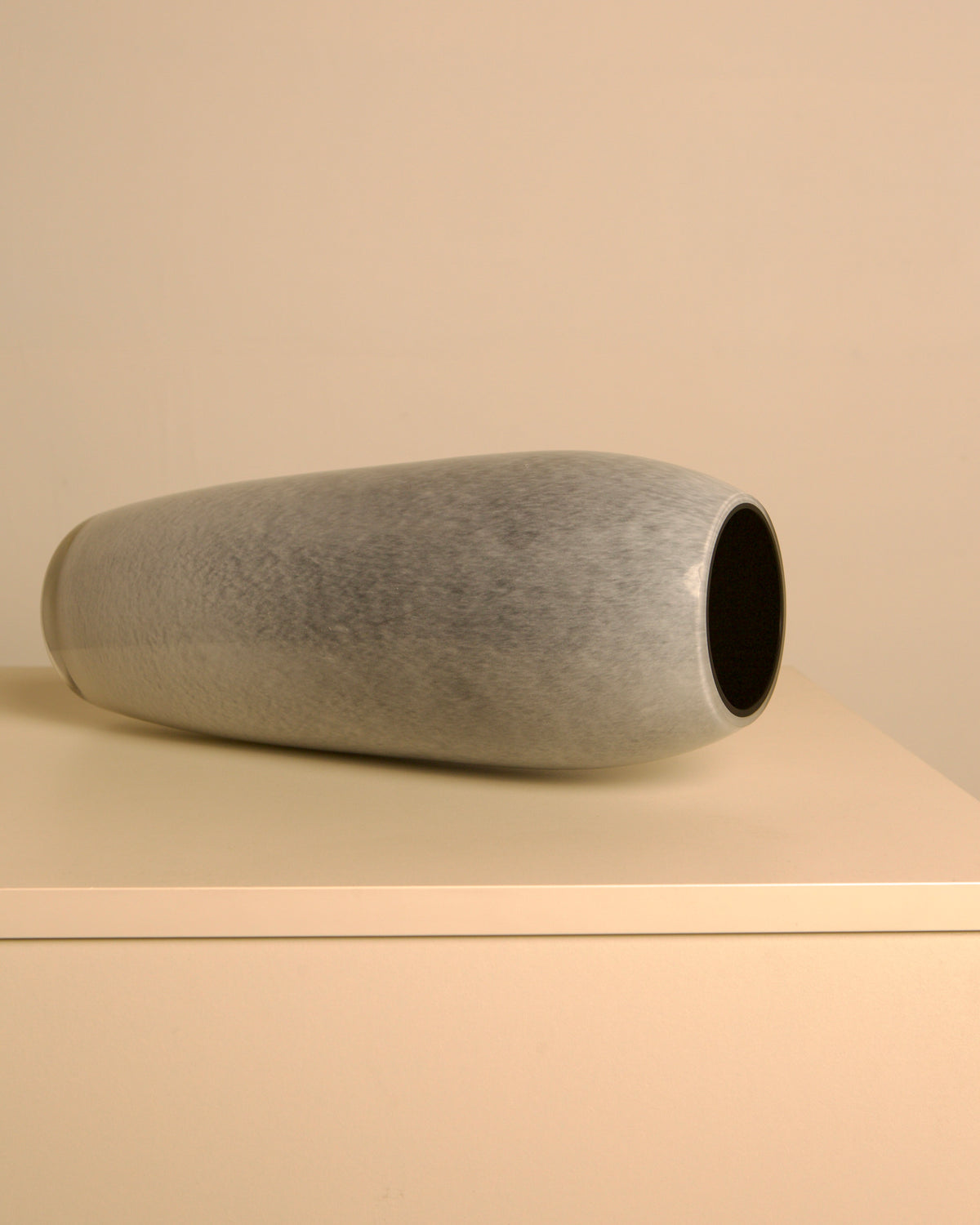 Italian Murano Glass Vase, Speckled Grey Satin Finish, 1980s — lifestyle setting