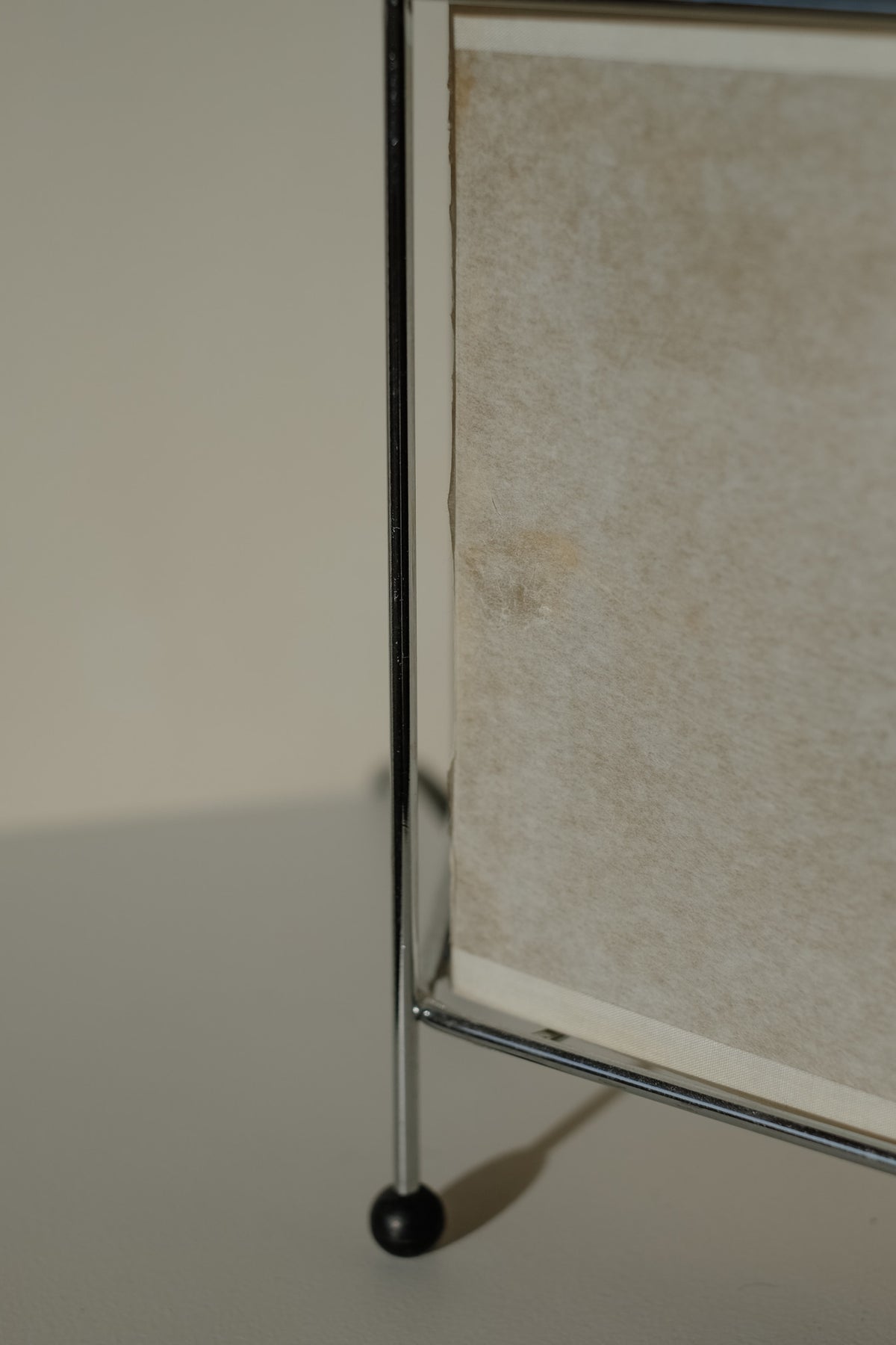 Japanese Rice Paper Table Lamp — close-up of rice paper texture and metal frame