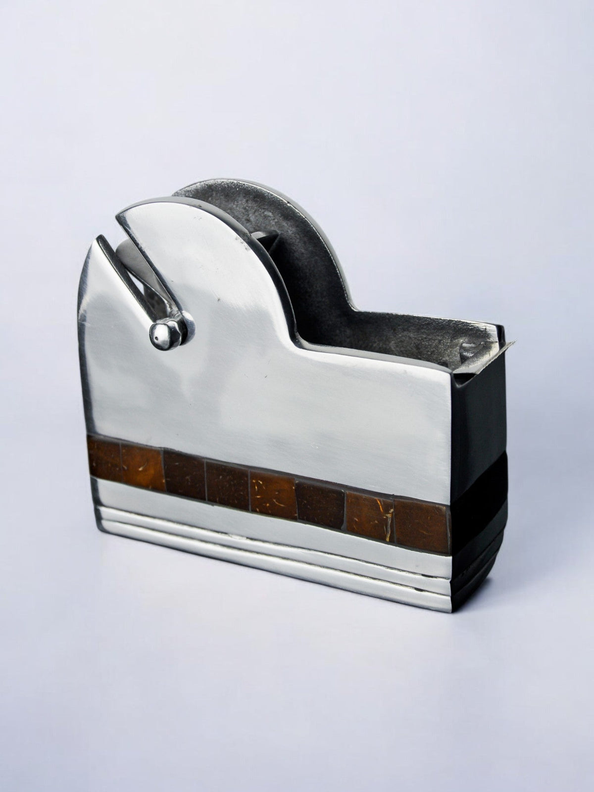 Tape Dispenser in Aluminum and Stone, Italy, 1980s — detail view