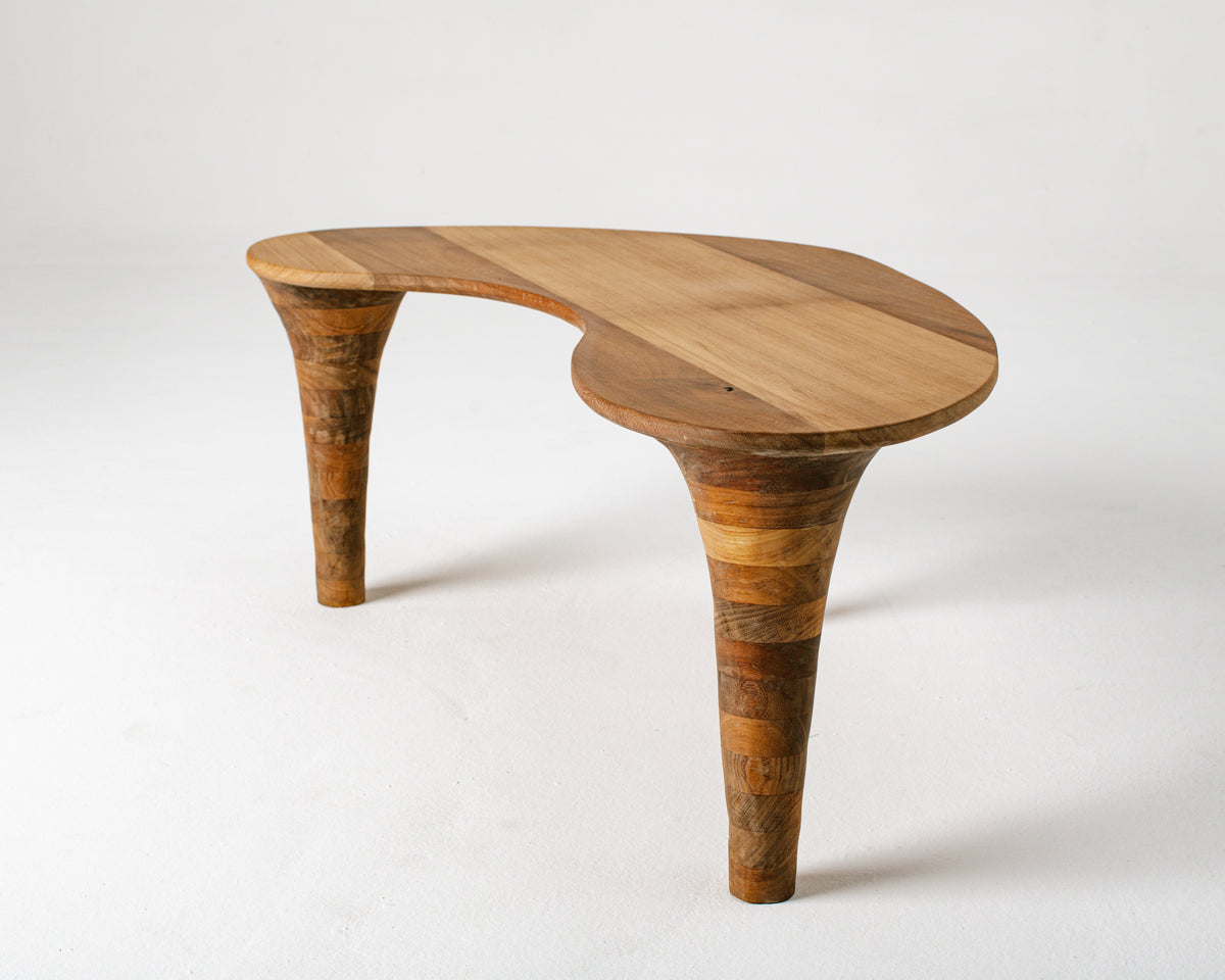 Organic Coffee Table — back view highlighting wooden legs and surface