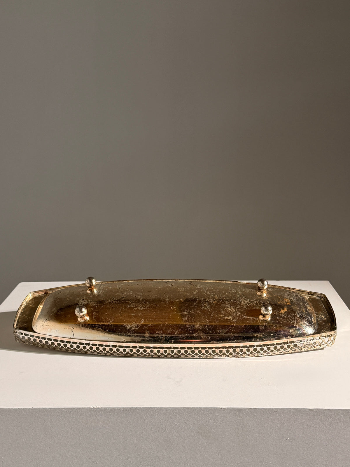 Silver-plated handled basket, Art Deco style — alternate view