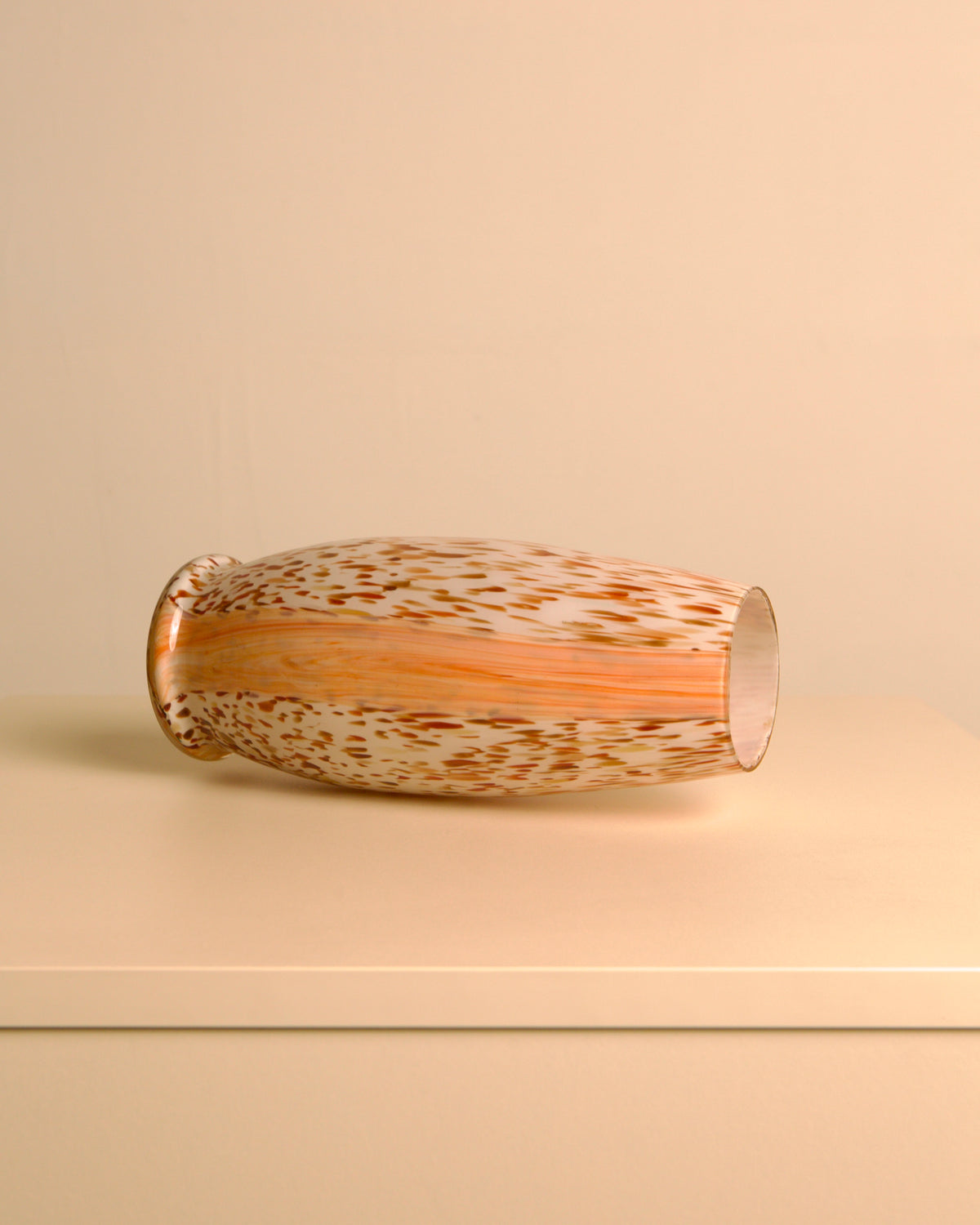 Brown & White Speckled Murano Glass Vase, Italy, 1980s — close-up