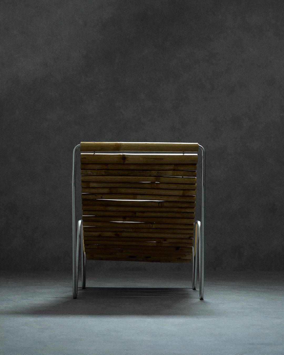 bamboo lounge chair, signed "Hambresin" — rear view highlighting bamboo slats