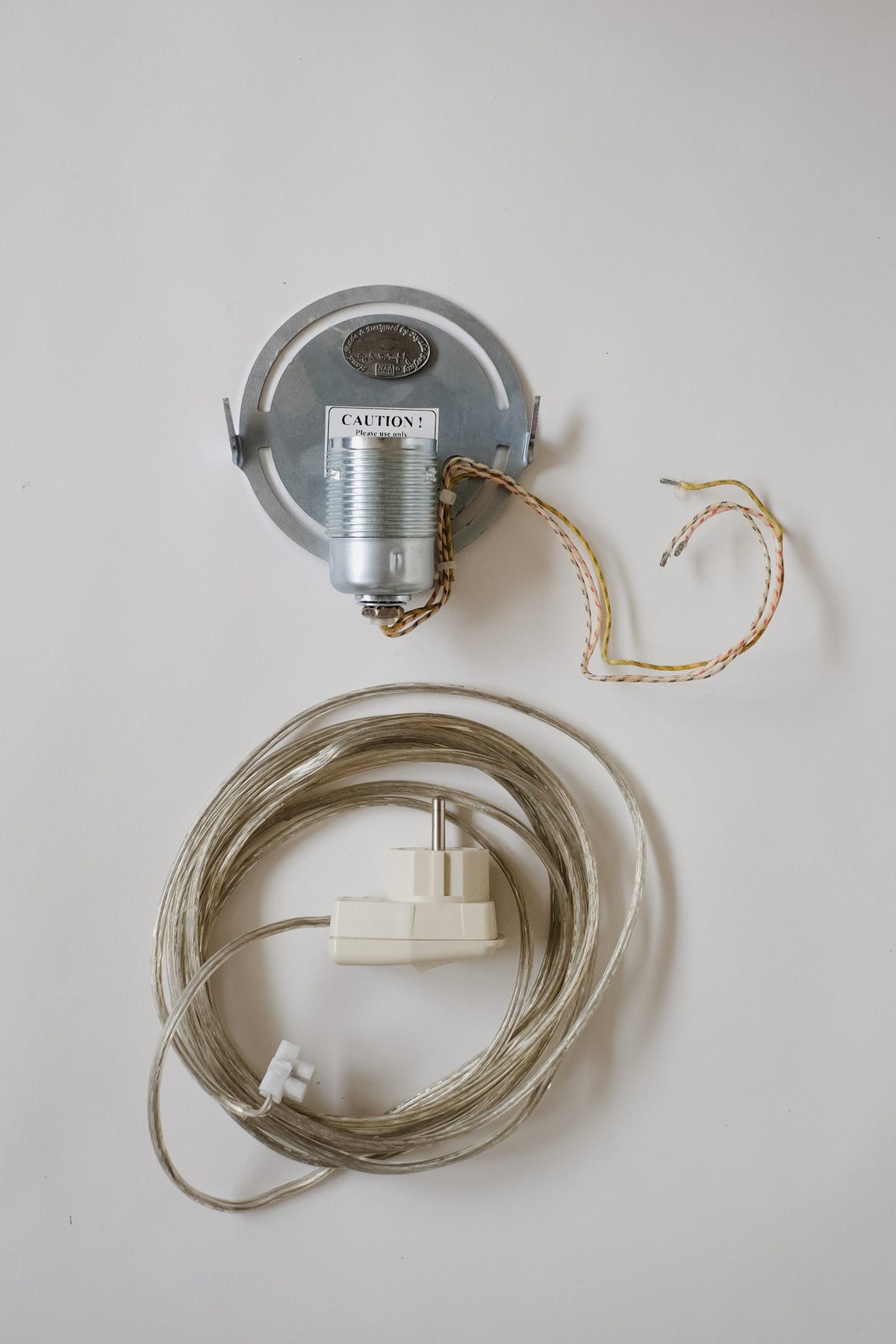 Maro Gold Silk Wall Lamp — Ayala Serfaty — components with silver wiring and plug