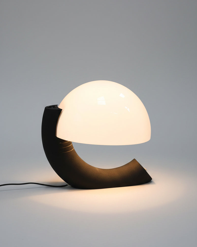 Italian Concordia table lamp with illuminated dome on curved base
