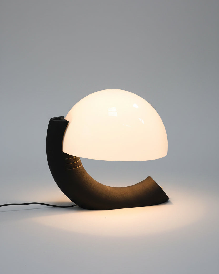 Italian Concordia table lamp with illuminated dome on curved base