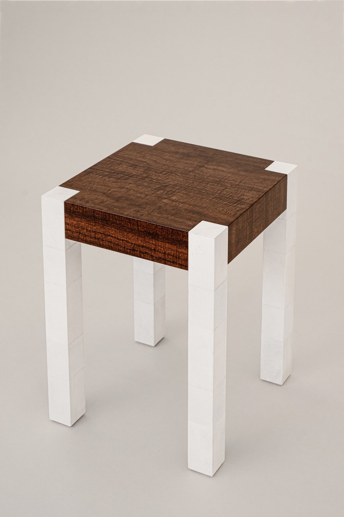 'Additions' Side Table Handcrafted in Wood Veneer & Parchment — alternate view