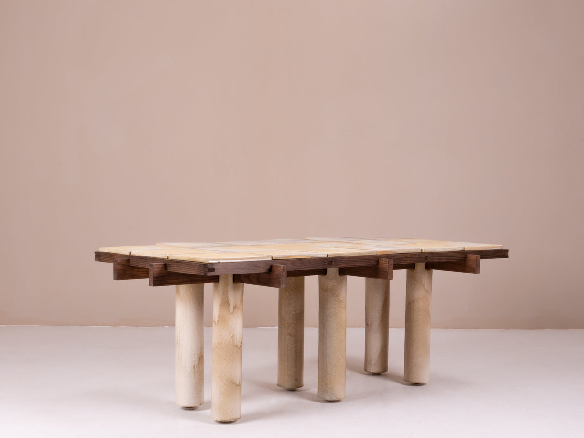 Japanese Inspired Coffee Table in Wood & Clay - Dark Edition — additional view