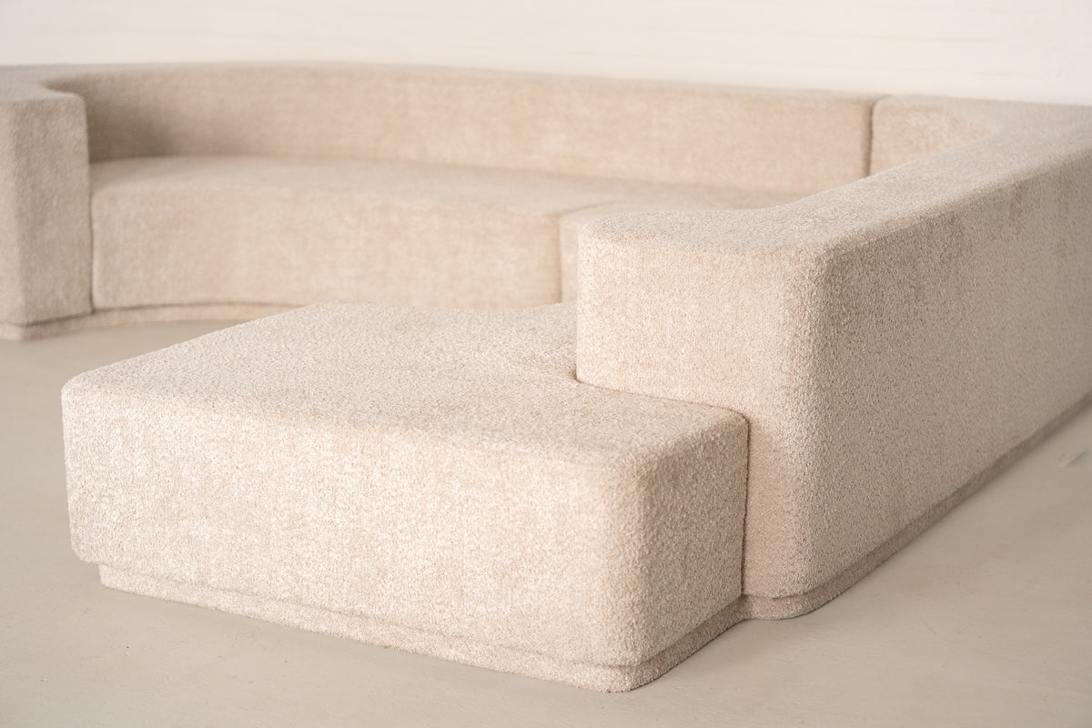 Lara Modular Sofa by Roberto Pamio, Renato Toso and Noti Massari for Stilwood — side angle showing textured beige upholstery