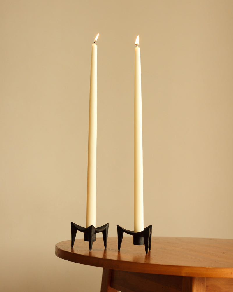 Sculptural Japanese Iron Candlestick, Pair by Mansión Luna | The Oblist