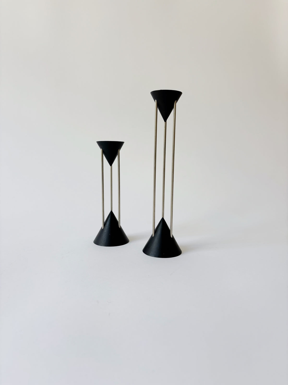 Postmodern Metal Candlesticks, c. 1980's Germany — lifestyle setting