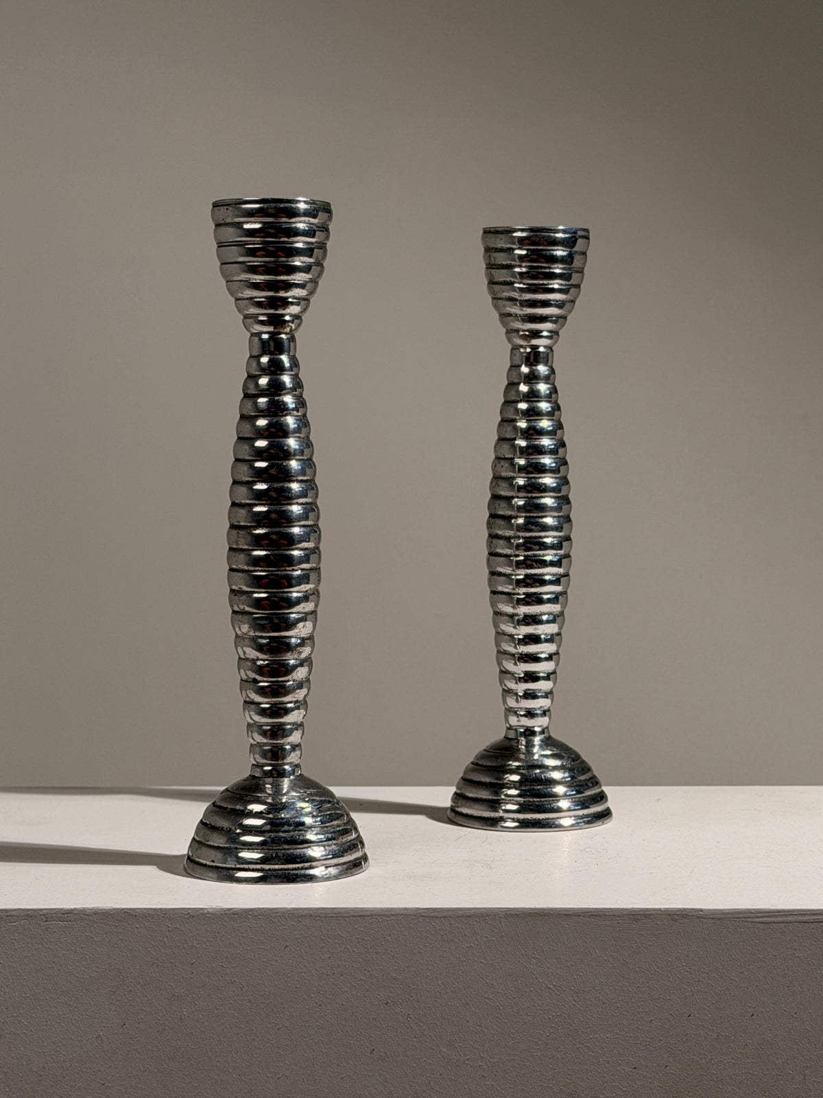 Pair of modernist candlesticks, France, circa 1970 by Figuresdesign | The Oblist