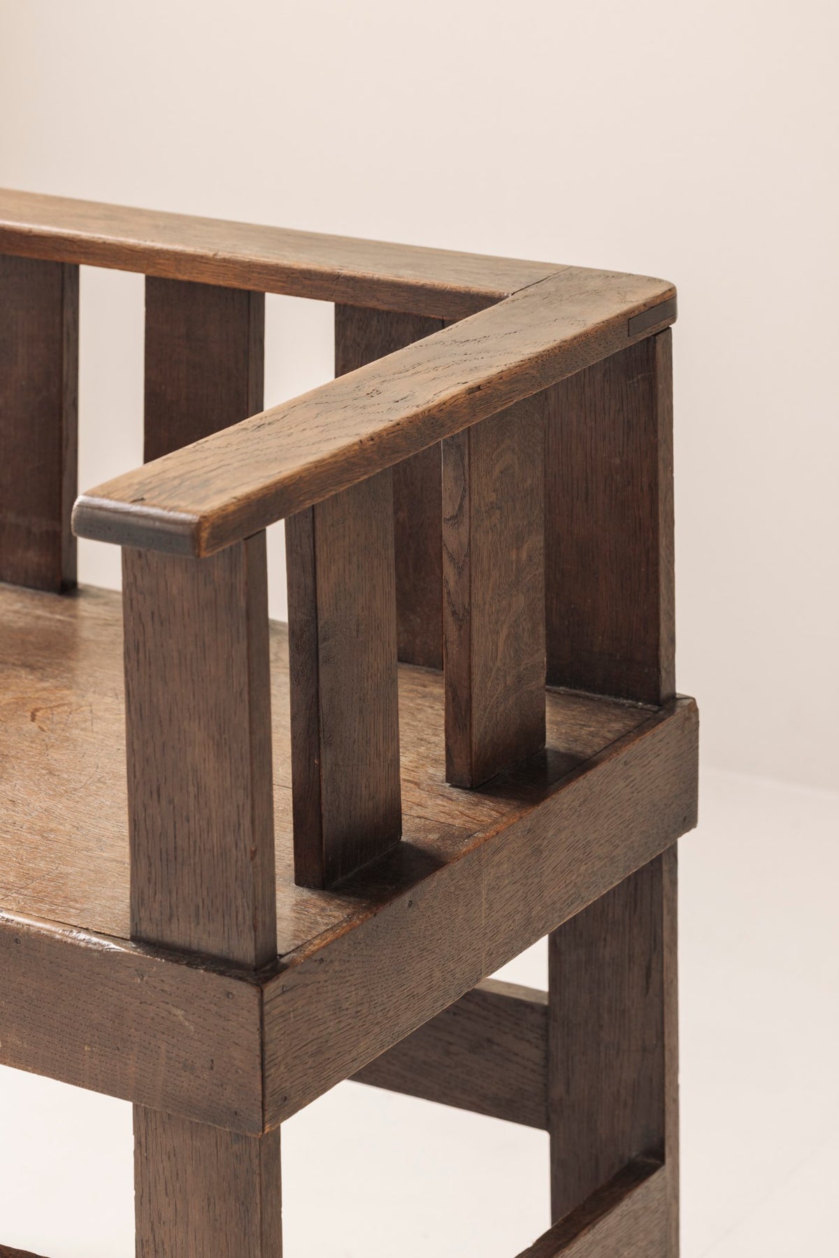 Rare French armchair in solid oak, early 1930s. — alternate view