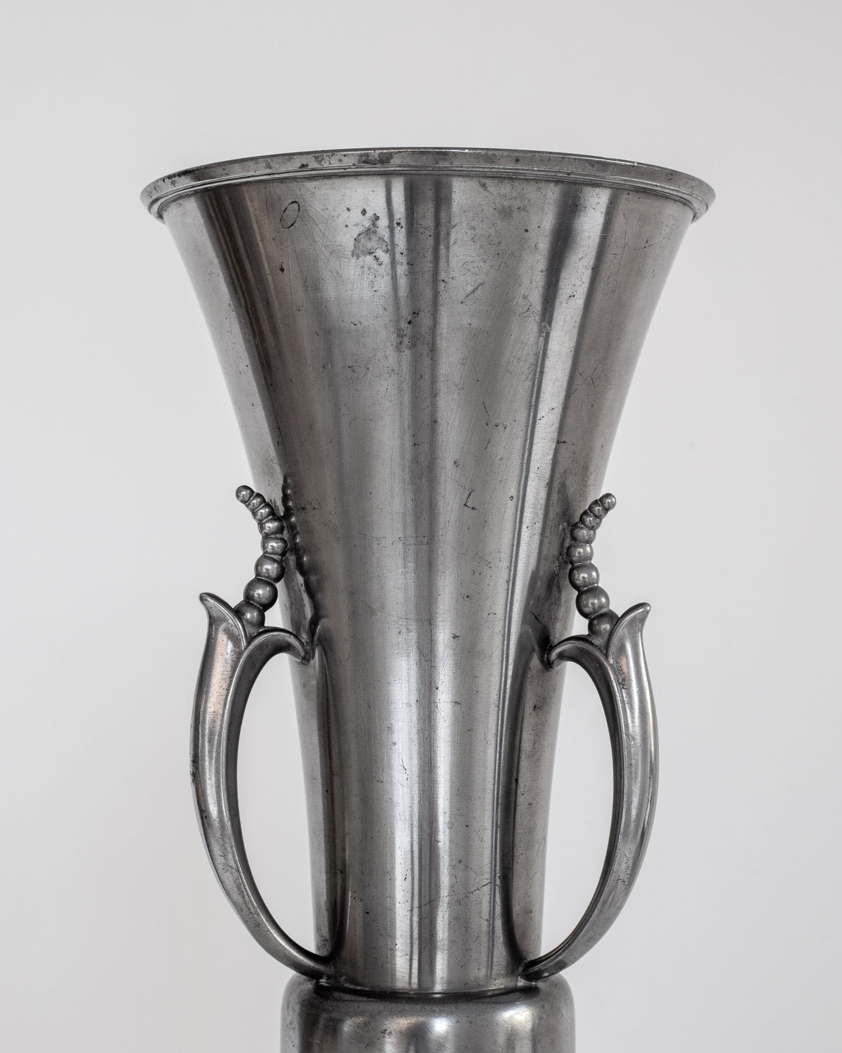 Art Deco pewter vase with decorative handles by Ystad Metall