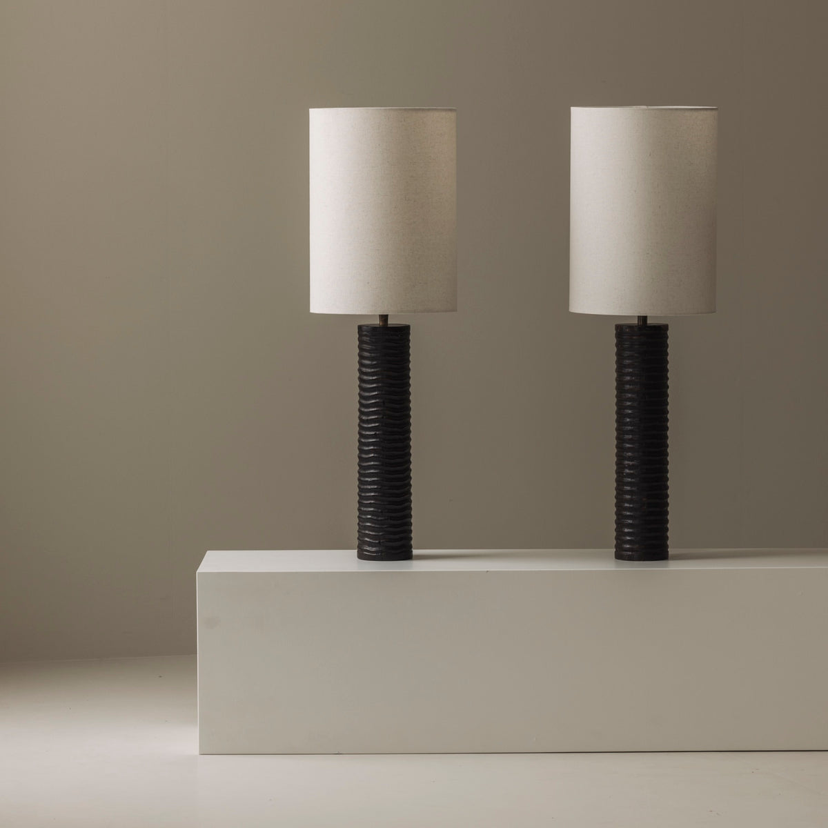 Elegant pair of French wooden carved table lamps from the 1970s. by Modern Living | The Oblist