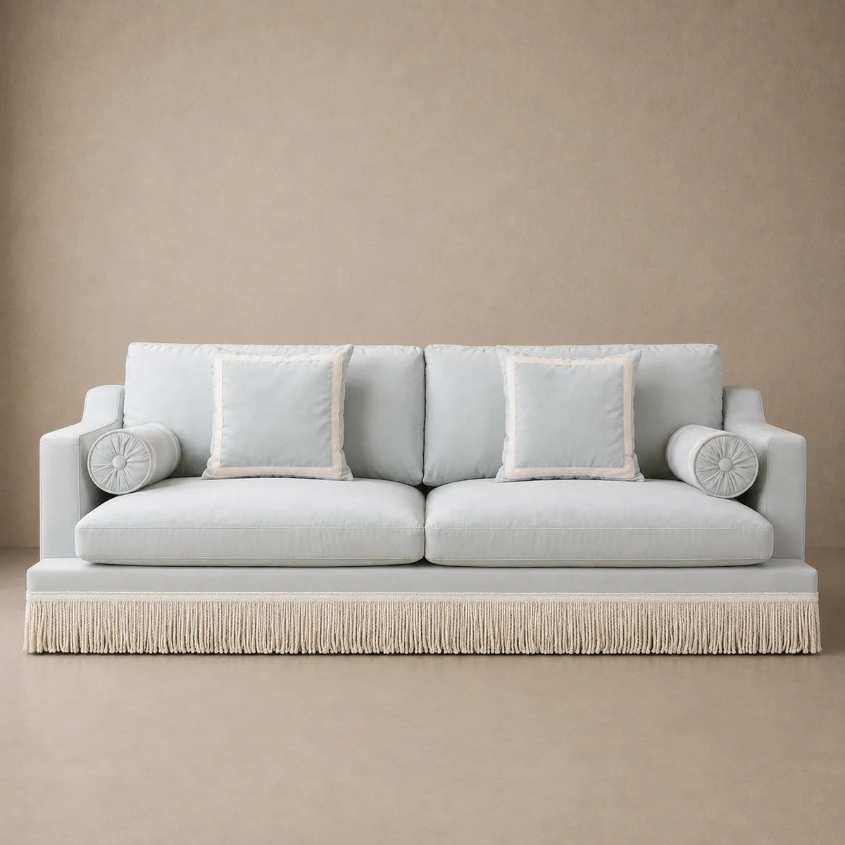 Orlando Sofa - Safari Green Velvet with Fringes & Houlès trimmings by RIJD Interior — variant detail