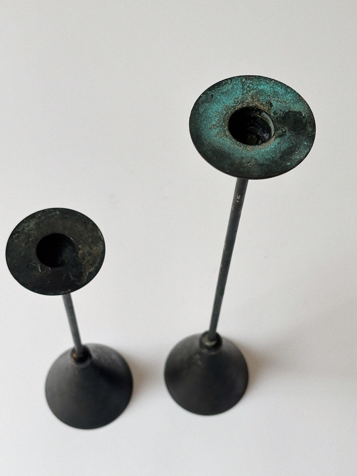 Pair of Postmodern Candleholders — side angle