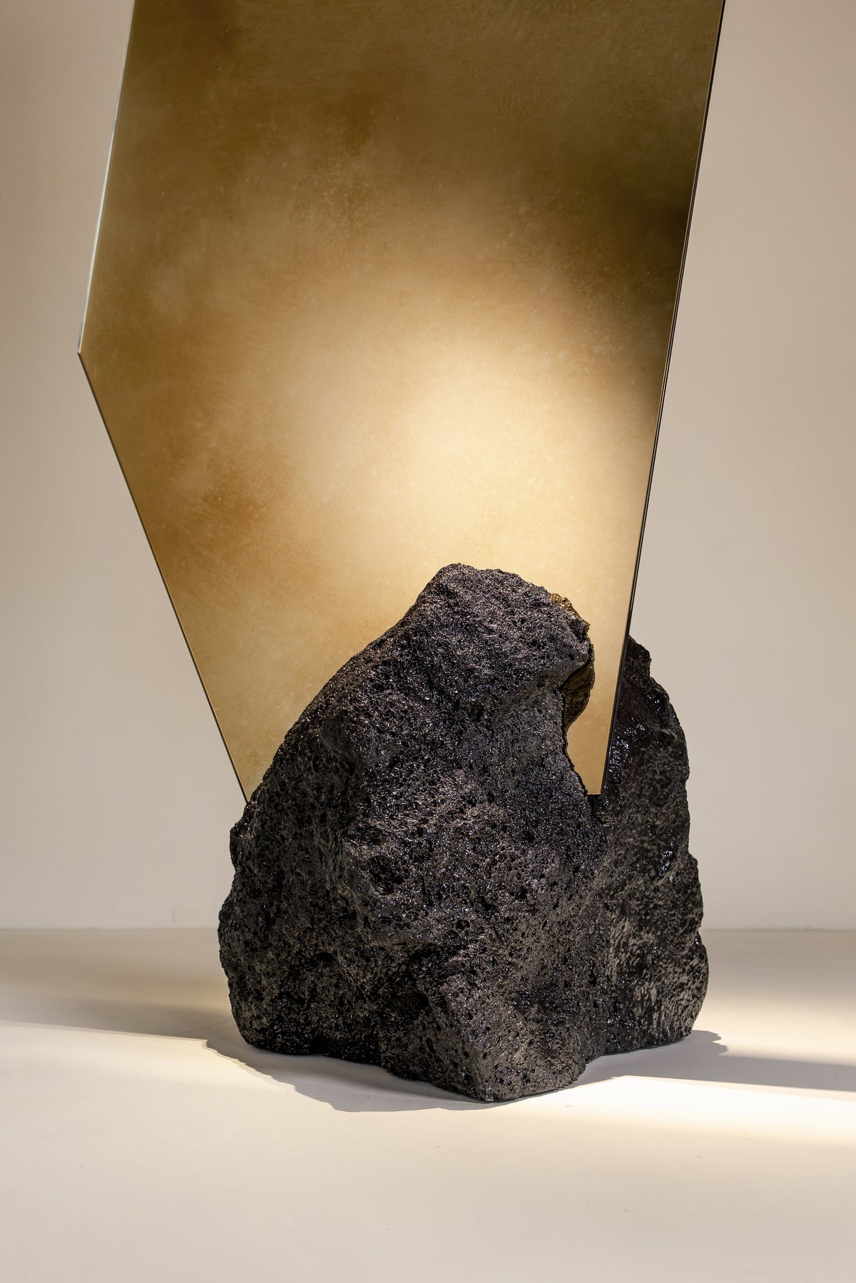 GOLDEN ETNA Mirror - Contemporary Mirrors in Stone — side angle