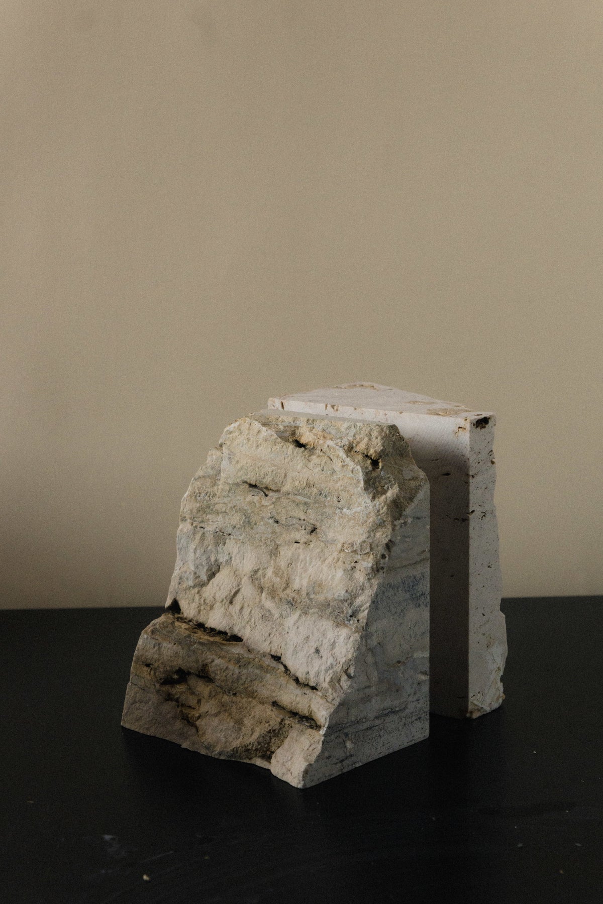 The Fragma Bookend IV - Handmade Travertine Marble Bookend by COSEINCORSO | The Oblist