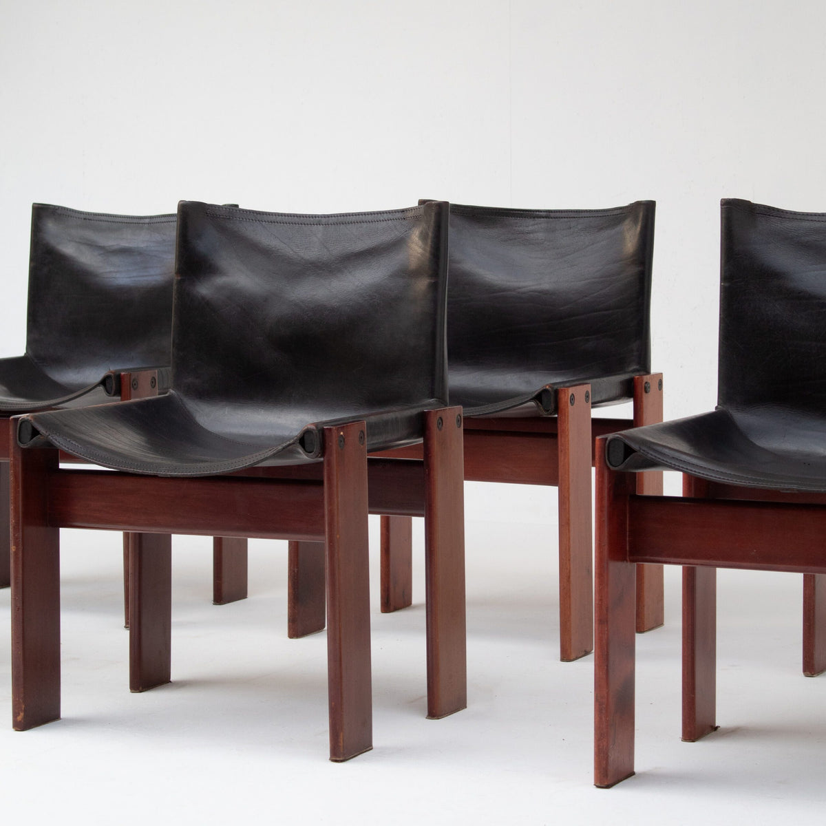 Set of 6 Monk Chairs by Afra & Tobia Scarpa for Molteni — side angle