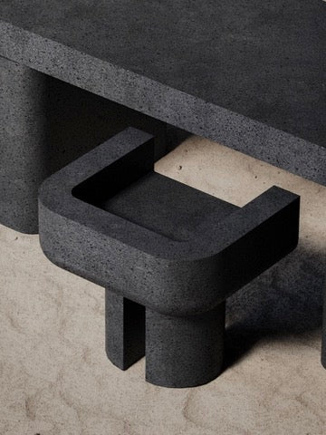 M_001 Chair — top view of black concrete seat