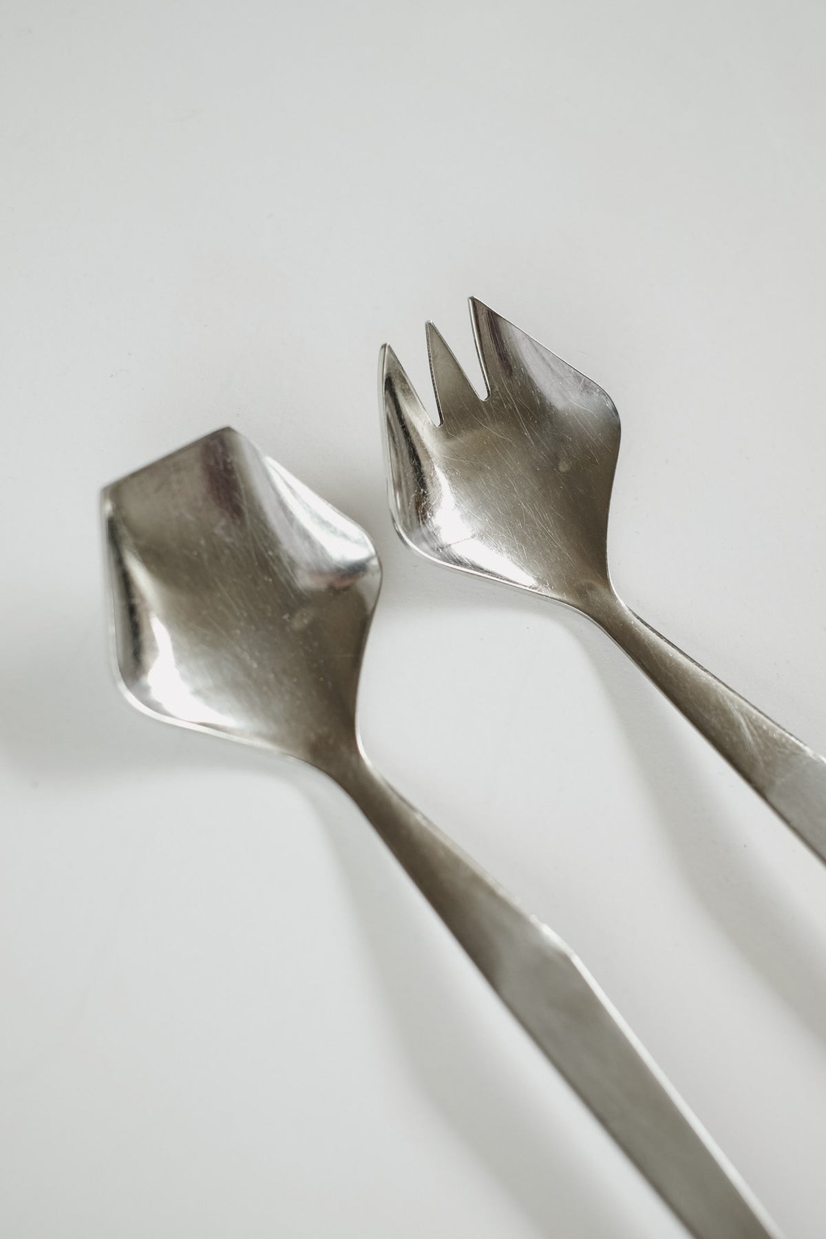Geometric Modern Salad Servers — side angle