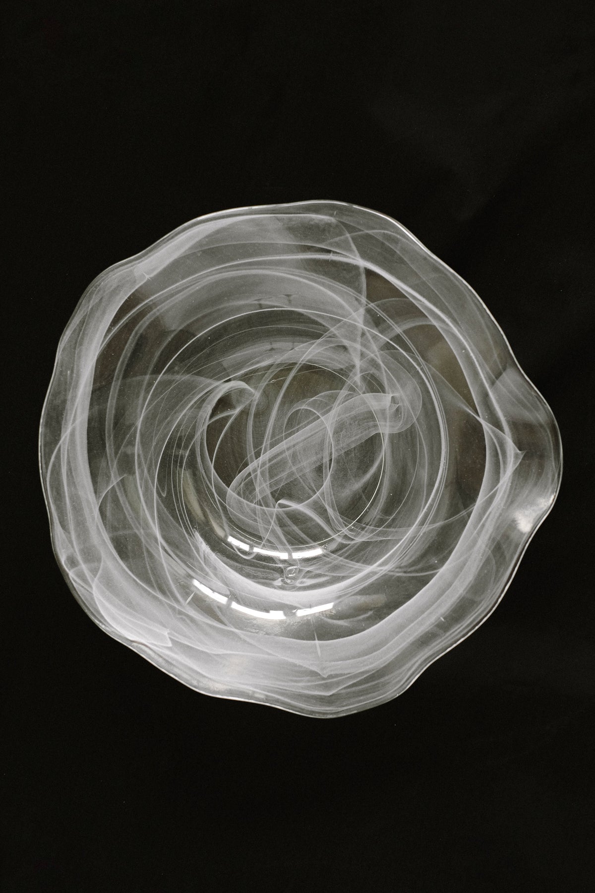 Swirl Glass Bowl — top view showing transparent glass design