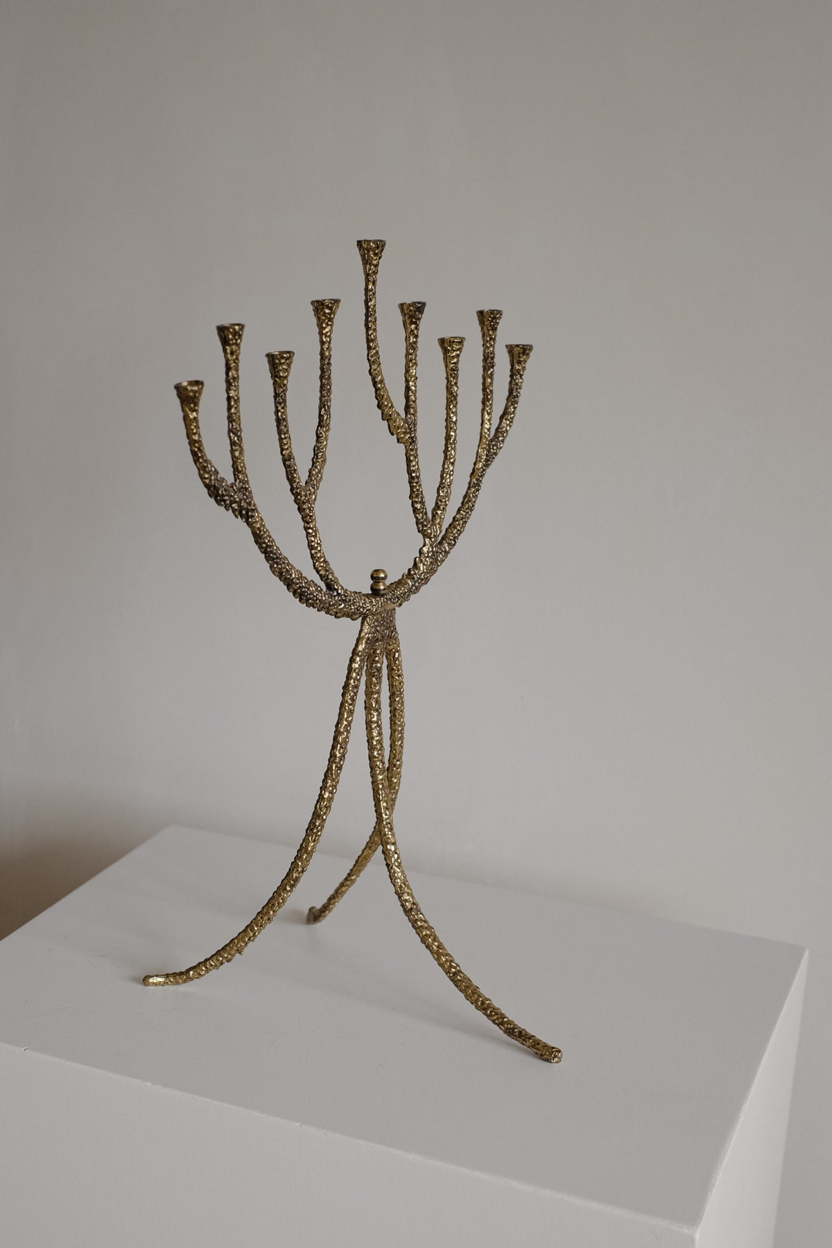 Rare Mid-Century Brutalist Bronze Candelabra — alternate view